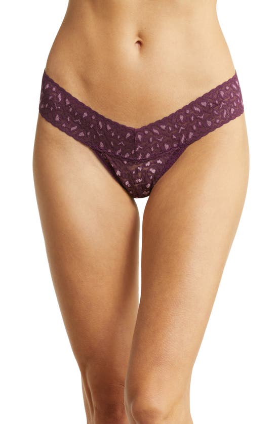 Hanky Panky Leopard Cross Dye Original Rise Thong In Black Tulip/ Lavender Tea