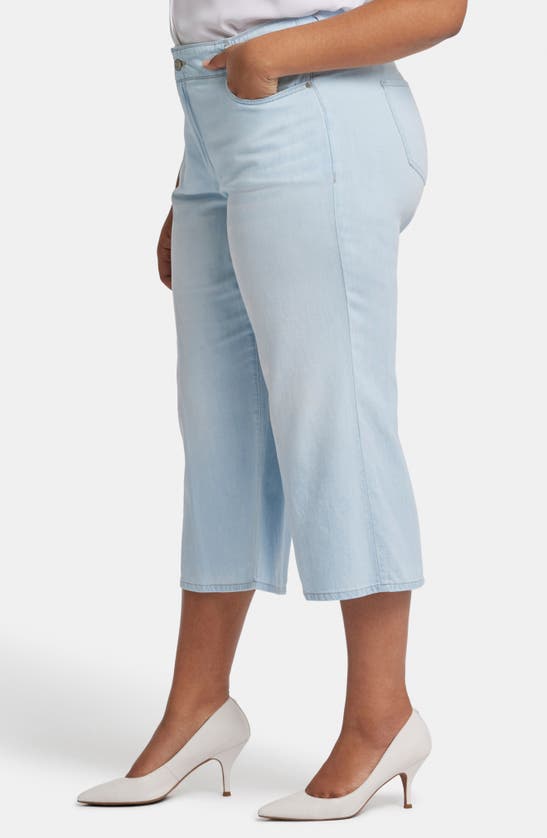 Shop Nydj Brigitte Frayed High Waist Wide Leg Capri Jeans In Oceanfront
