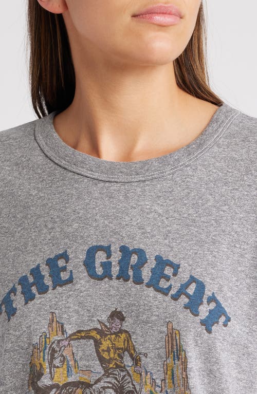 Shop The Great . The Boxy Rodeo Cotton Graphic T-shirt In Heather Grey