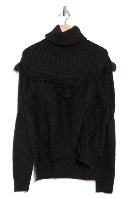 RAMY BROOK RAMY BROOK MYA CABLE STITCH FRINGE TURTLENECK SWEATER 