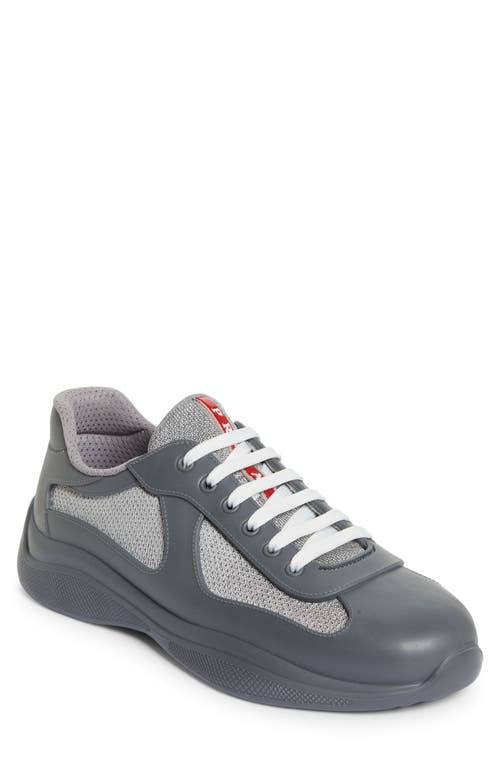 Shop Prada America's Cup Low Top Sneaker In Acciaio