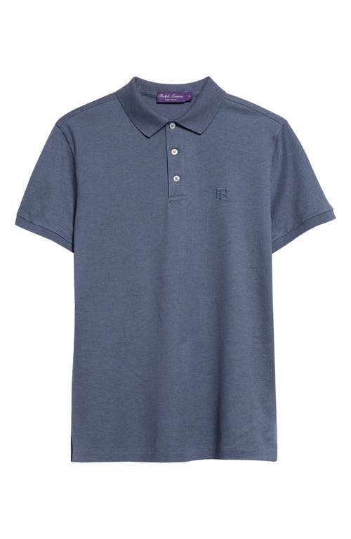 Ralph Lauren Purple Label Monogram Embroidered Polo Supply Blue Melange at Nordstrom,