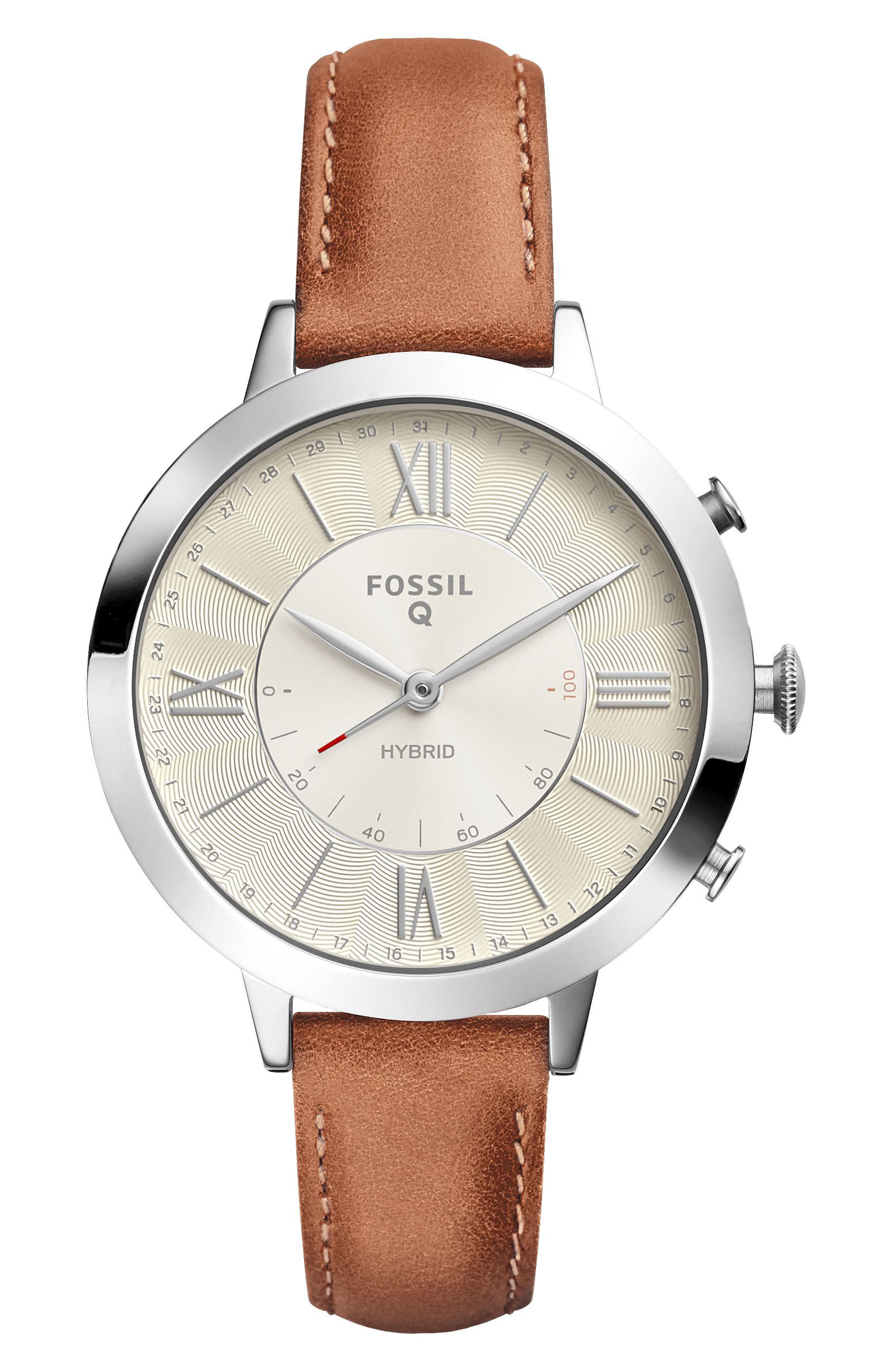 Fossil Q Jacqueline Leather Strap Hybrid Smart Watch, 36mm Nordstrom