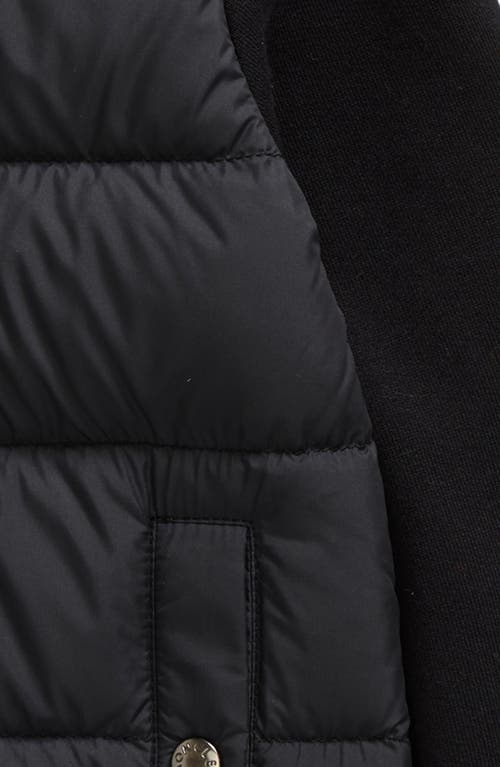 Shop Moncler Kids' Knit & Quilted Down Hooded Cardigan In Black