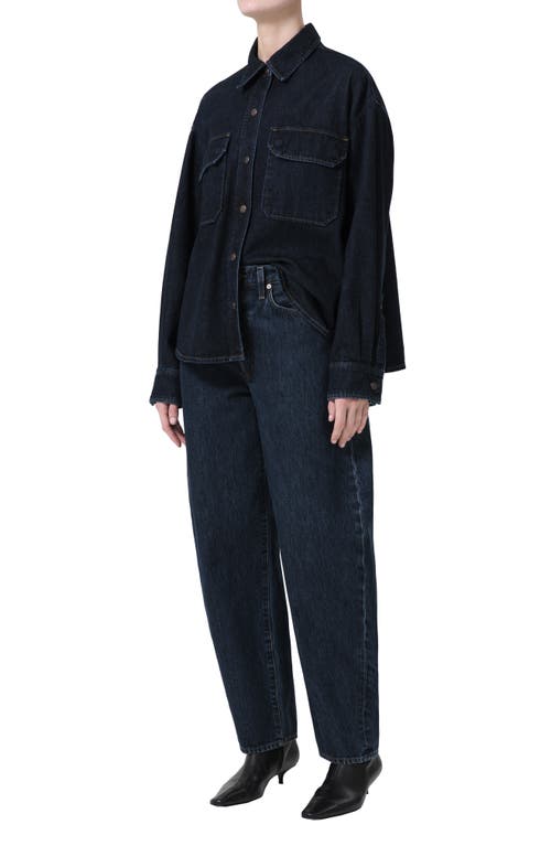 Shop Agolde Gwen Slice Denim Snap-up Shirt In Rinse