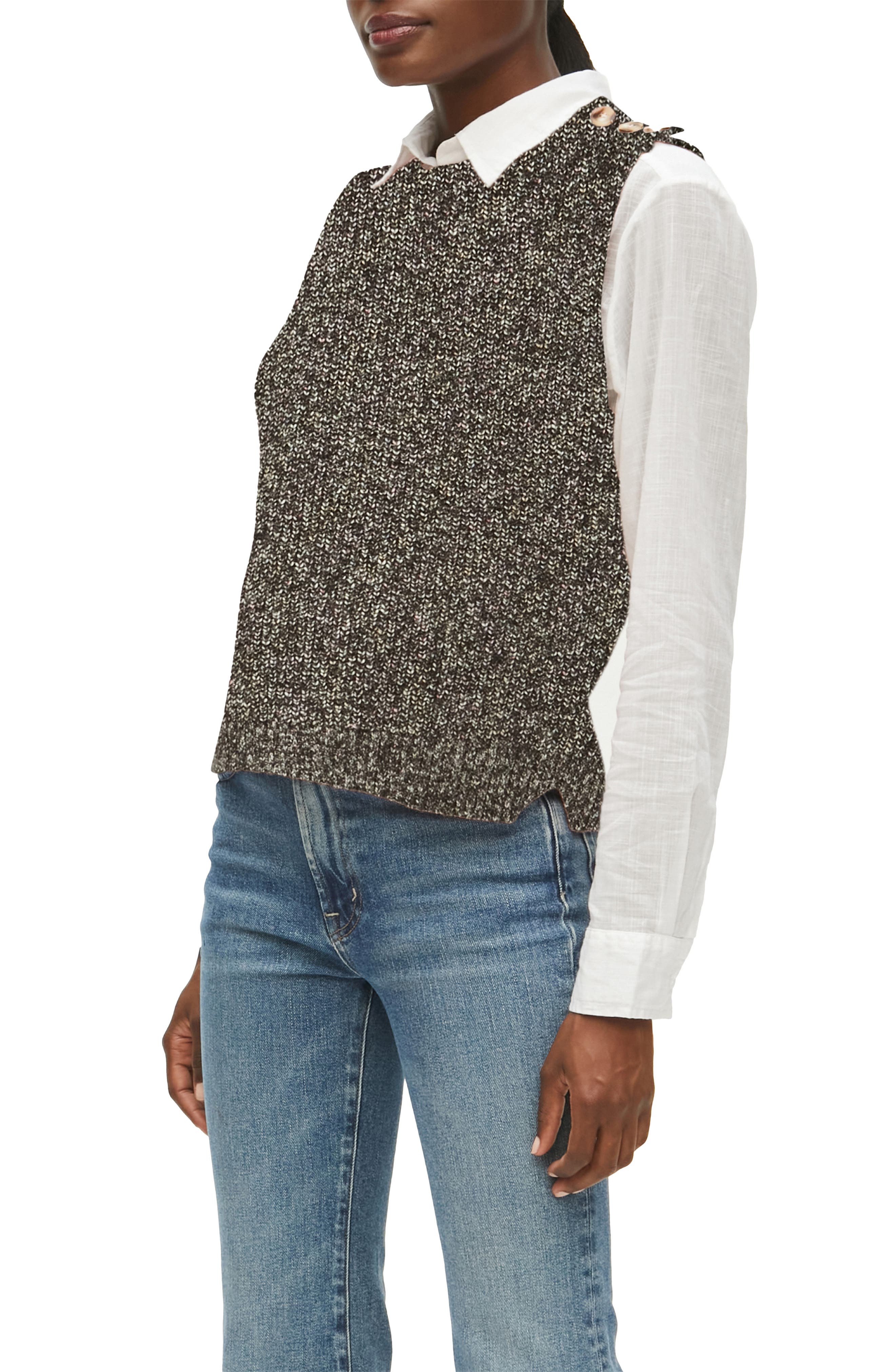 Michael Stars Women's Button Trim Sweater Vest - Black - Size Xs