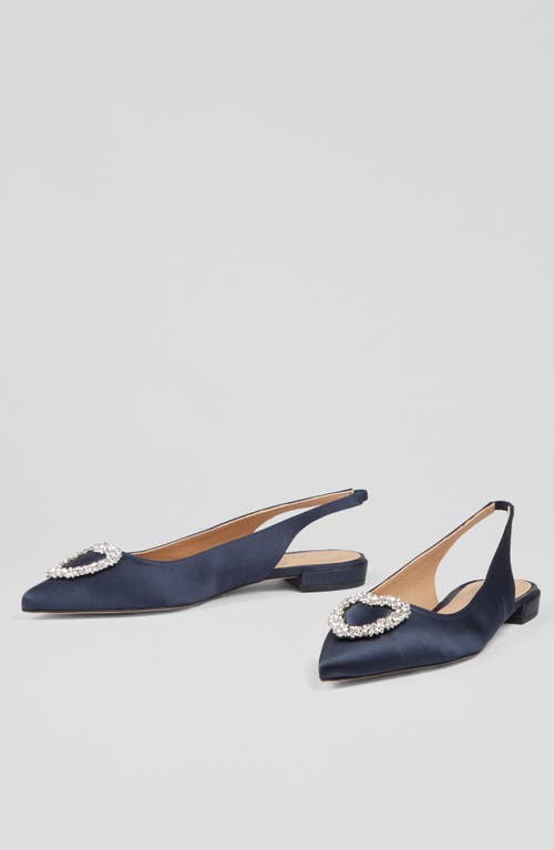 Shop Lk Bennett Luana Pointed Toe Slingback Flat In Navy