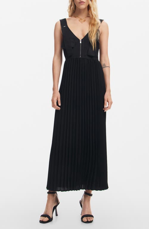 Desigual Houston Sleeveless Pleated Dress In Black