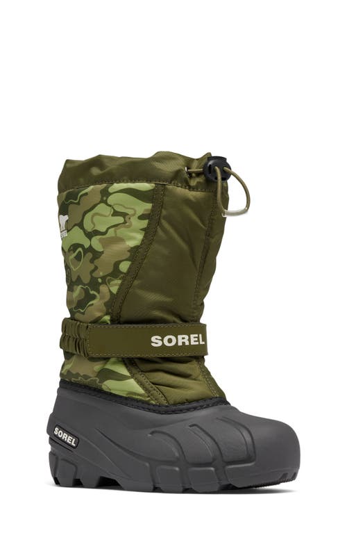 Shop Sorel Kids' Flurry Water Resistant Snow Boot In Utility Green/savory