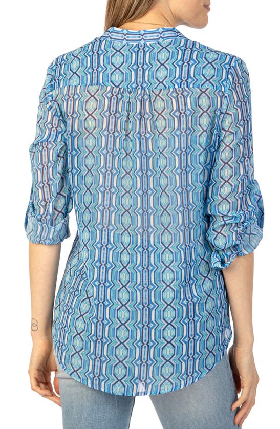 Shop Kut From The Kloth Jasmine Chiffon Button-up Shirt In Seville-blue Cosmos