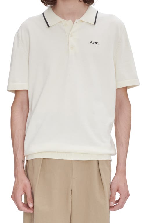 A. P.C. Fynn Oversize Tipped Polo Blanc at Nordstrom,