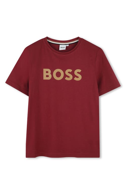 Bosswear Boss Kidswear Kids' Logo Cotton Jersey Graphic T-shirt In Crimson