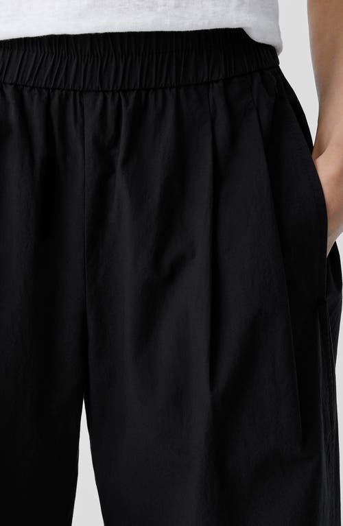 Shop Eileen Fisher Pleated Organic Cotton Lantern Pants In Black