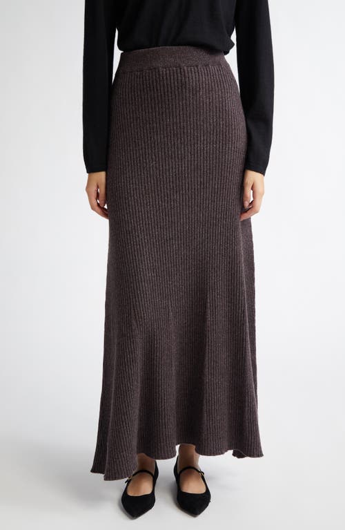 Shop Johnstons Of Elgin Cashmere Rib A-line Sweater Skirt In Dark Russet Marl