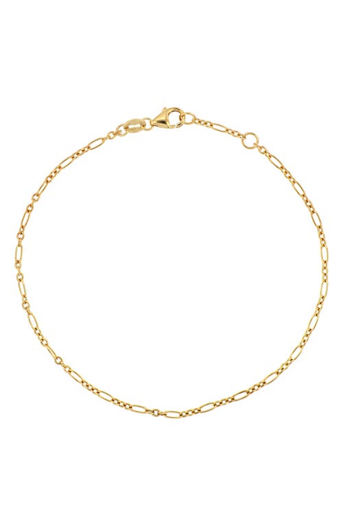 14K Gold Oval Figaro Chain Bracelet in 14K Yellow Gold