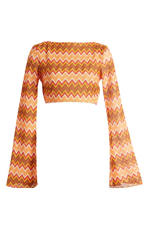 Mistress Rocks Lace-up Back Crop Knit Top In Orange Multicolour