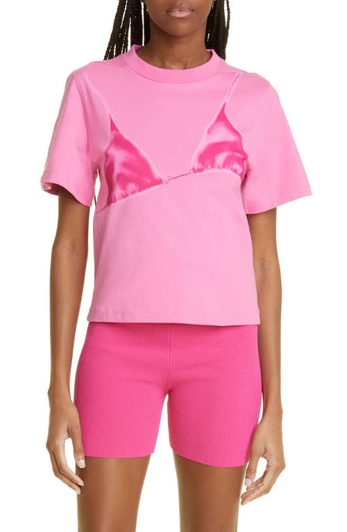 Jacquemus Bikini Top Cotton Graphic Tee in 4Bl Print Wet Effect Pink