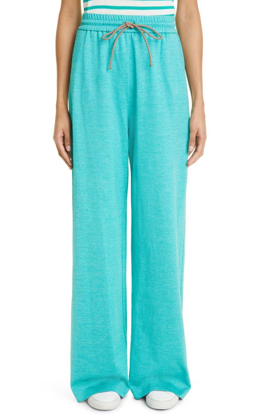 Max Mara Aeolian Cotton & Linen Knit Drawstring Trousers In Pastel Green