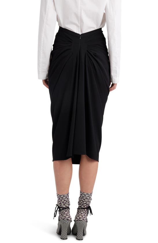 Shop Dries Van Noten Sonata Ruched Wool Blend Midi Skirt In Black 900