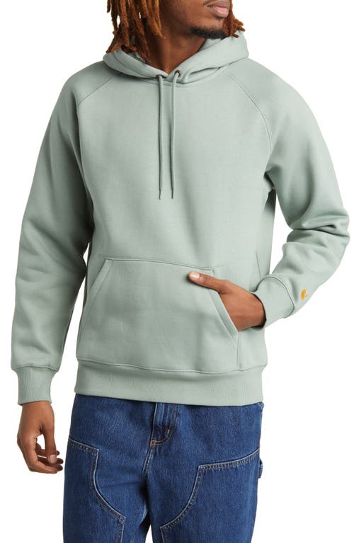 Carhartt Work In Progress Work In Progress Chase Cotton Blend Hoodie In Glassy Teal/gold