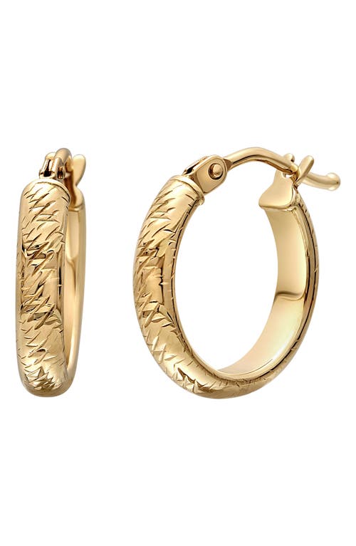 14K Gold Carved Hoop Earrings in 14K Yellow Gold