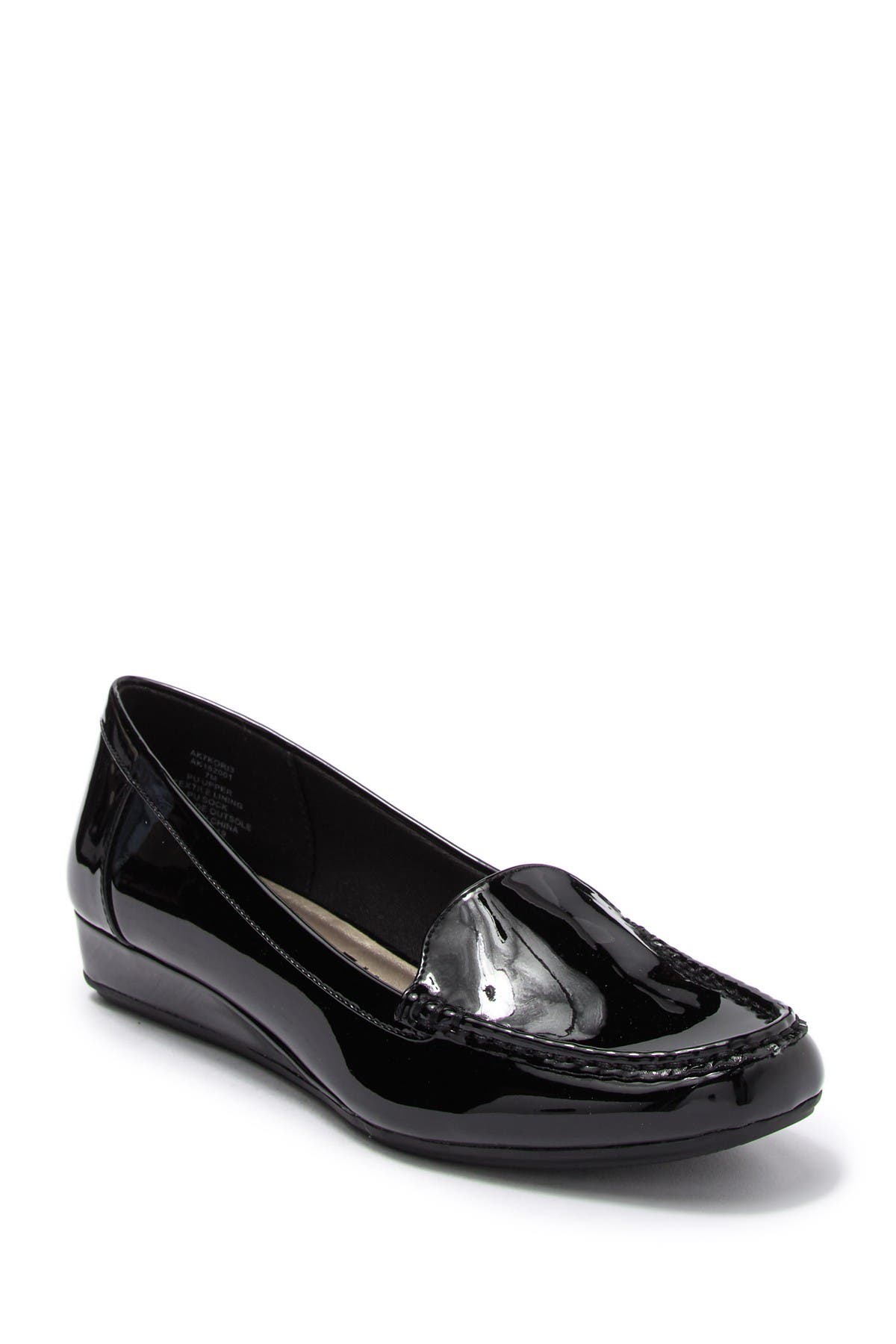 anne klein black patent leather loafers