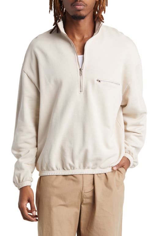 Half Zip French Terry Pullover in Biscuit