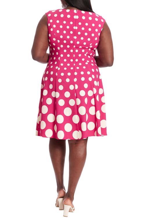 Shop London Times Polka Dot Fit & Flare Dress In Pink/ivory