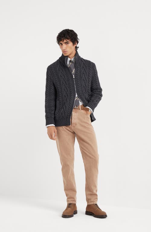 Shop Brunello Cucinelli Garment-dyed Iconic Fit Five-pocket Trousers In Camel