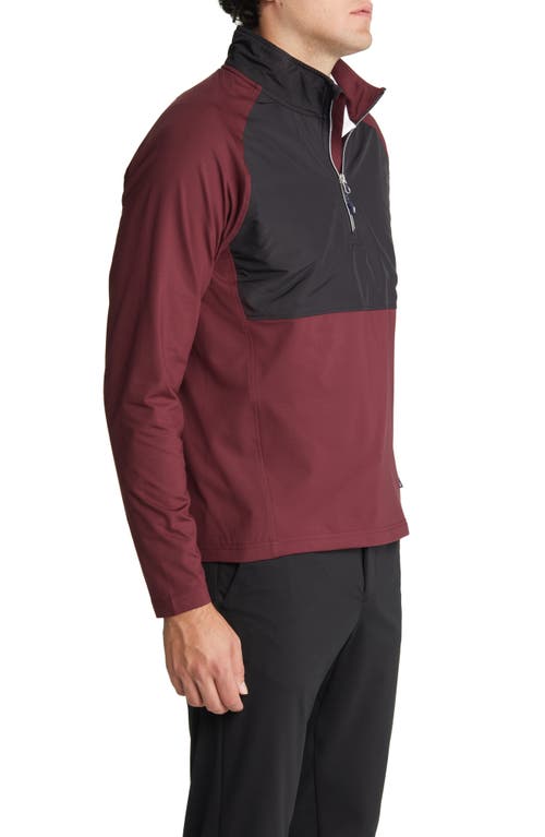 Cutter & Buck Adapt Quarter Zip Wind Resistant Knit Pullover In Bordeaux/black