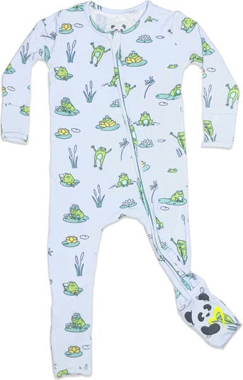 Bellabu Bear Kids' Frogs Fitted Convertible Footie Pajamas