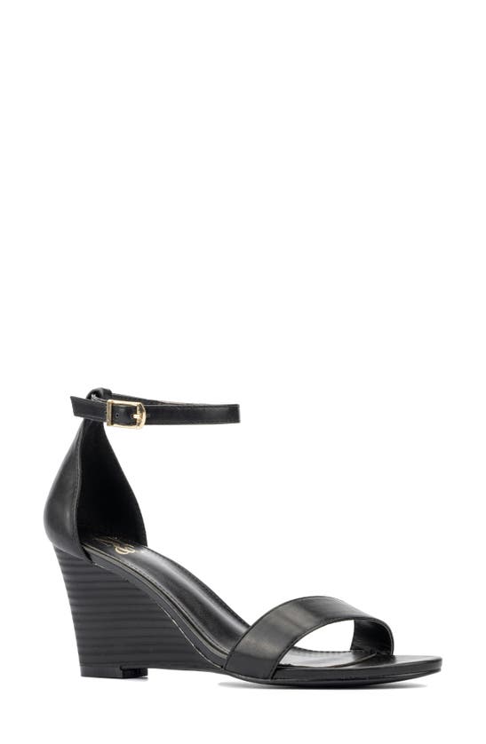 Shop New York And Company Sharona Wedge Sandal In Black
