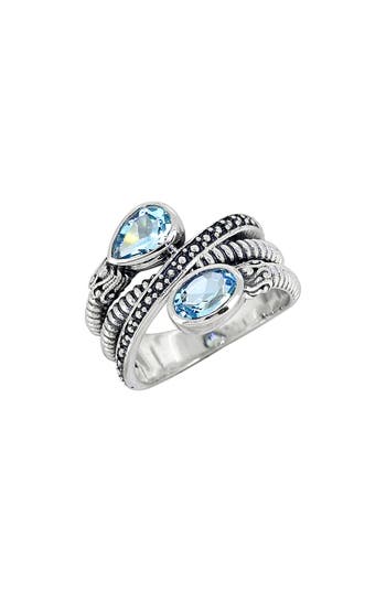 Ys Gems Highway Blue Topaz Ring In Gray