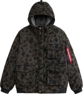 Alpha Industries MA-1 Camo Hooded Hunting Jacket | Nordstrom