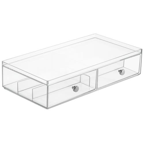mDesign Wide Plastic Stackable Glasses Organizer Box with 2 Drawers in Clear at Nordstrom