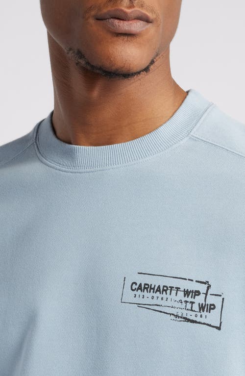 Shop Carhartt Work In Progress Stamp Loose Fit Graphic Sweatshirt In Misty Sky/black