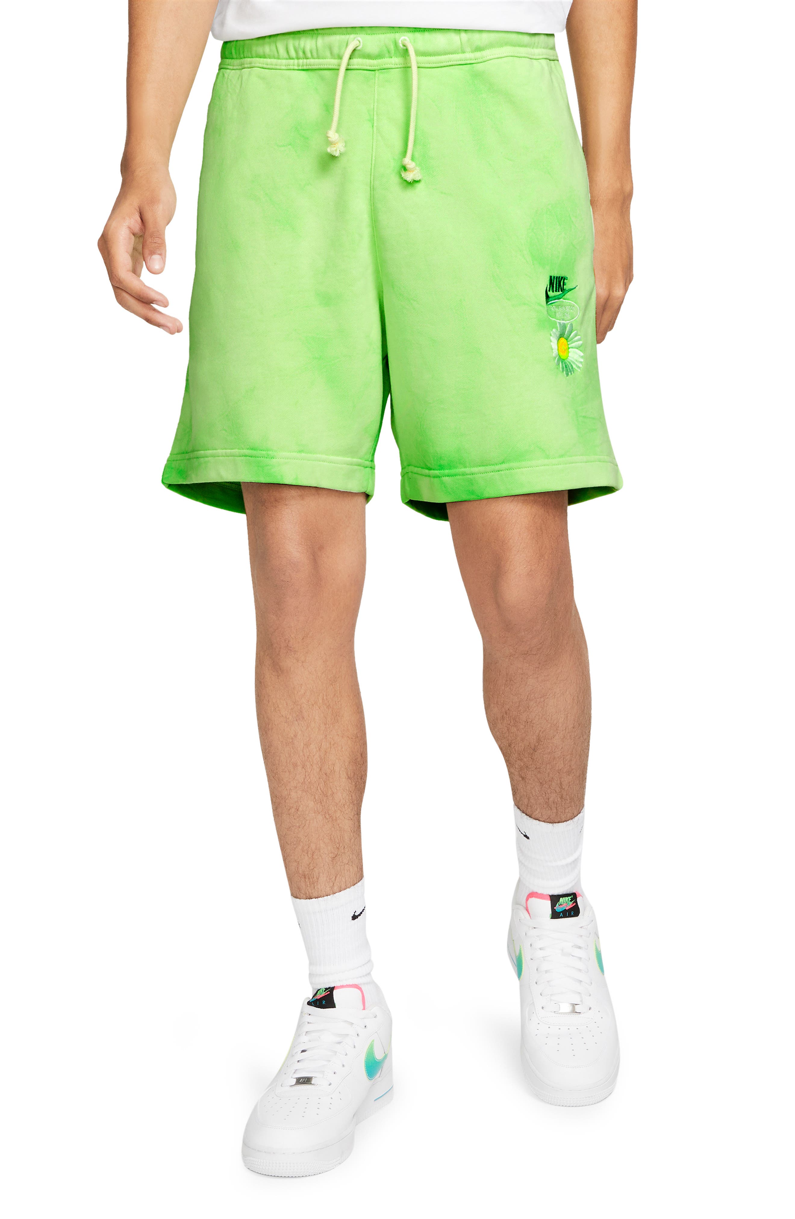 green nike sweatshorts