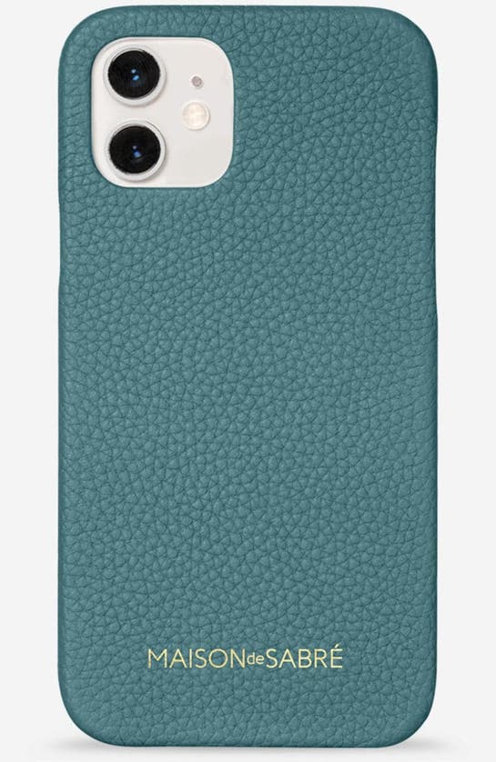 Shop Maison De Sabre Leather Phone Case In Bondi Blue