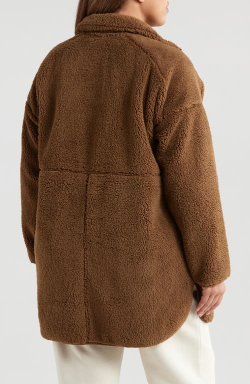 Shop Zella Faux Shearling Jacket In Brown Teak