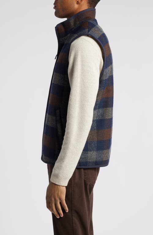 Shop Johnston & Murphy Fleece Lined Felted Check Vest In Navy