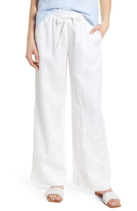 Brand Bazar Womens Cotton Linen Elastic Tapered Drawstring Pants White -  Shop Linda's Stuff