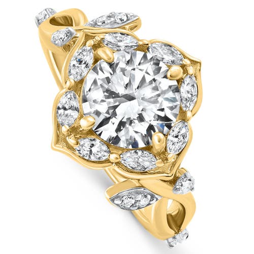 Shop Bliss Diamond Certified 2.62ct Round Diamond Engagement Vine Petal Ring 14k Yellow Gold In 14k White Gold