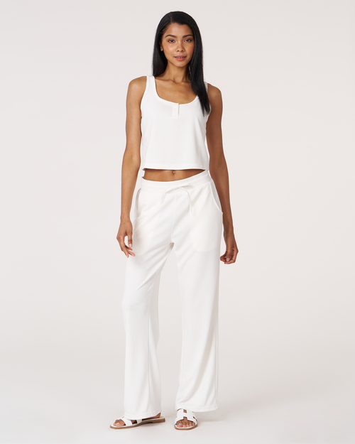 Rebody Active Retreat Waffle Wide Leg Pant 30" In White