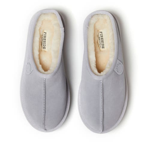 Dearfoams Doreen Genuine Suede Clog With Prayer Seam Slipper In Sleet
