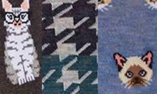 Memoi Pet Lover's Assorted 3-pack Crew Socks In Black-black