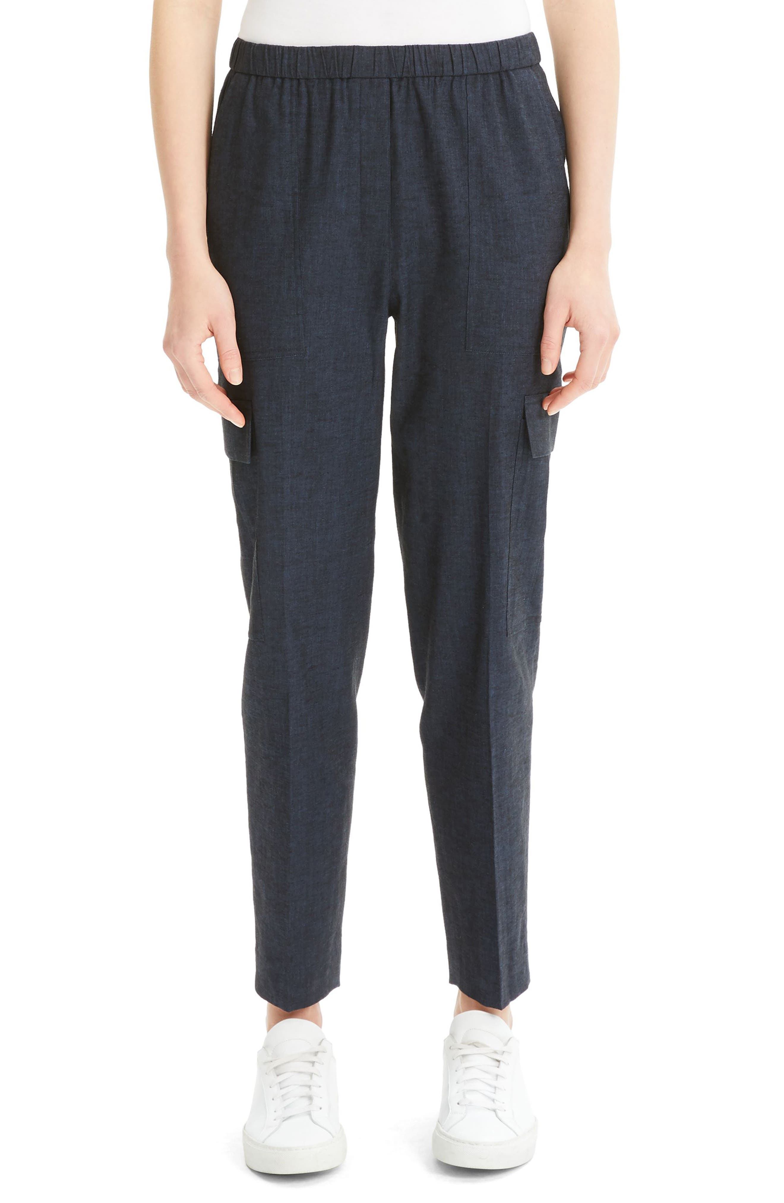 Theory Linen Blend Cargo Pants, Blue