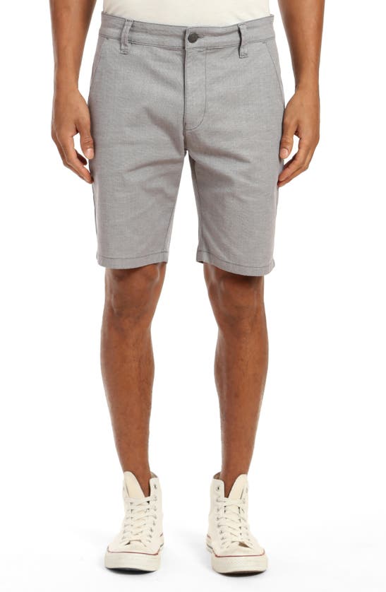 Mavi Jeans Noah Stretch Flat Front Shorts In Grey Oxford Twill