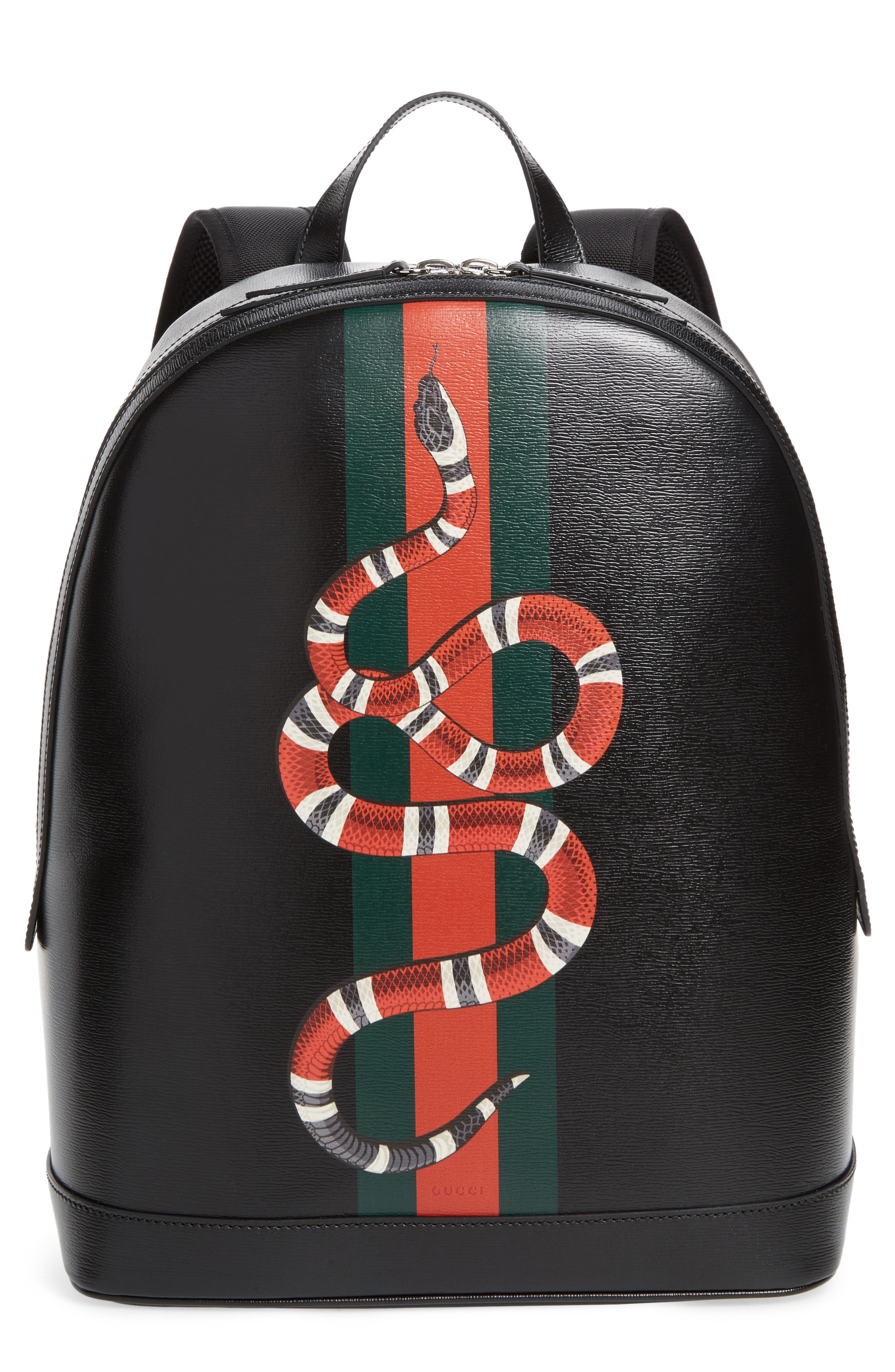 gucci print leather backpack
