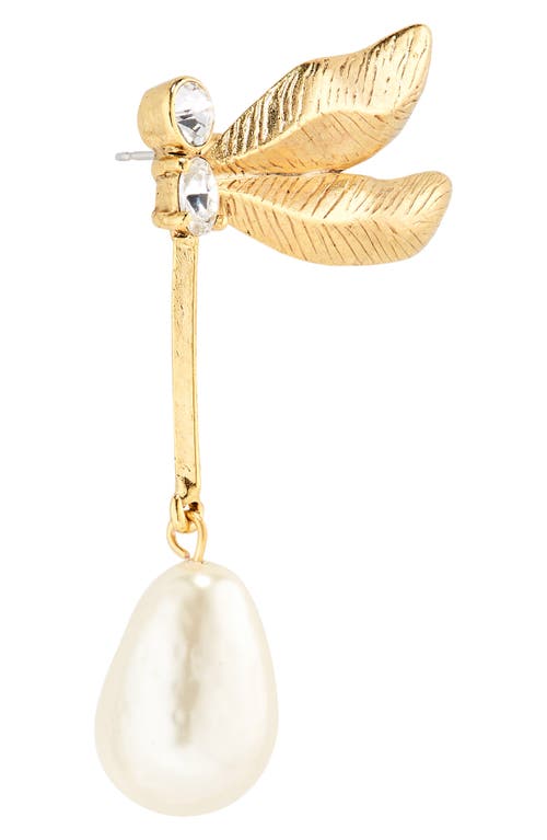 Shop Oscar De La Renta Double Wing Dragonfly Drop Earrings In Gold