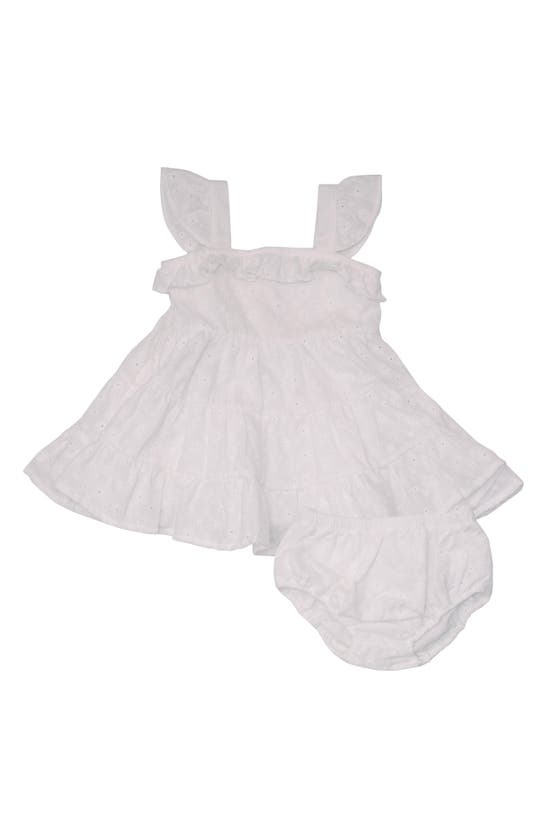 Angel Dear Babies' Embroidered Organic Cotton Muslin Romper & Bloomers Set In White